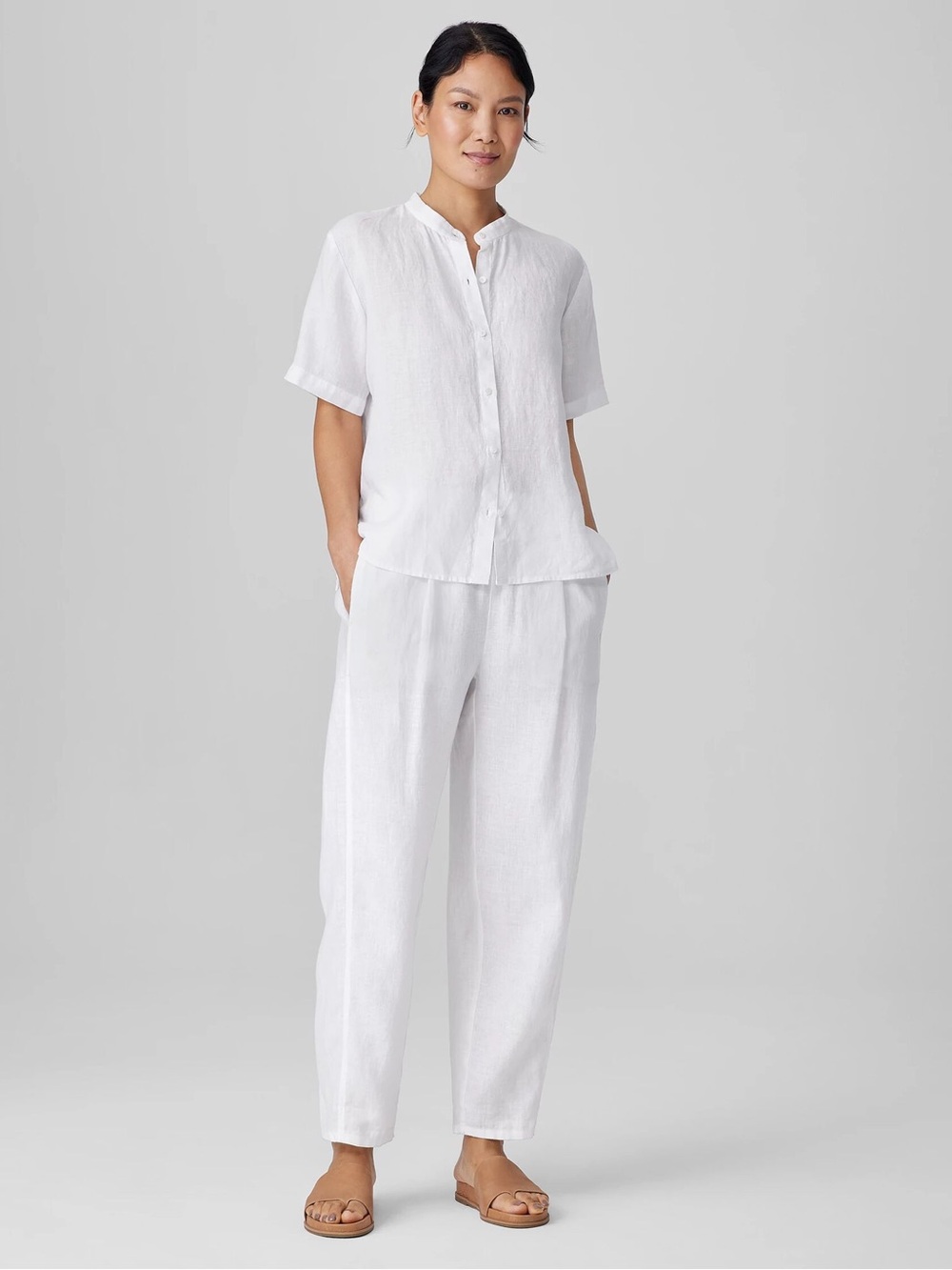 Eileen Fisher Organic Linen Lantern Pants in White (still full price in store)